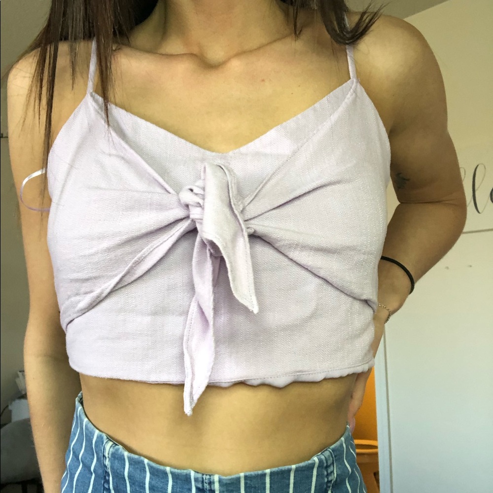 GB front tie cropped tank top